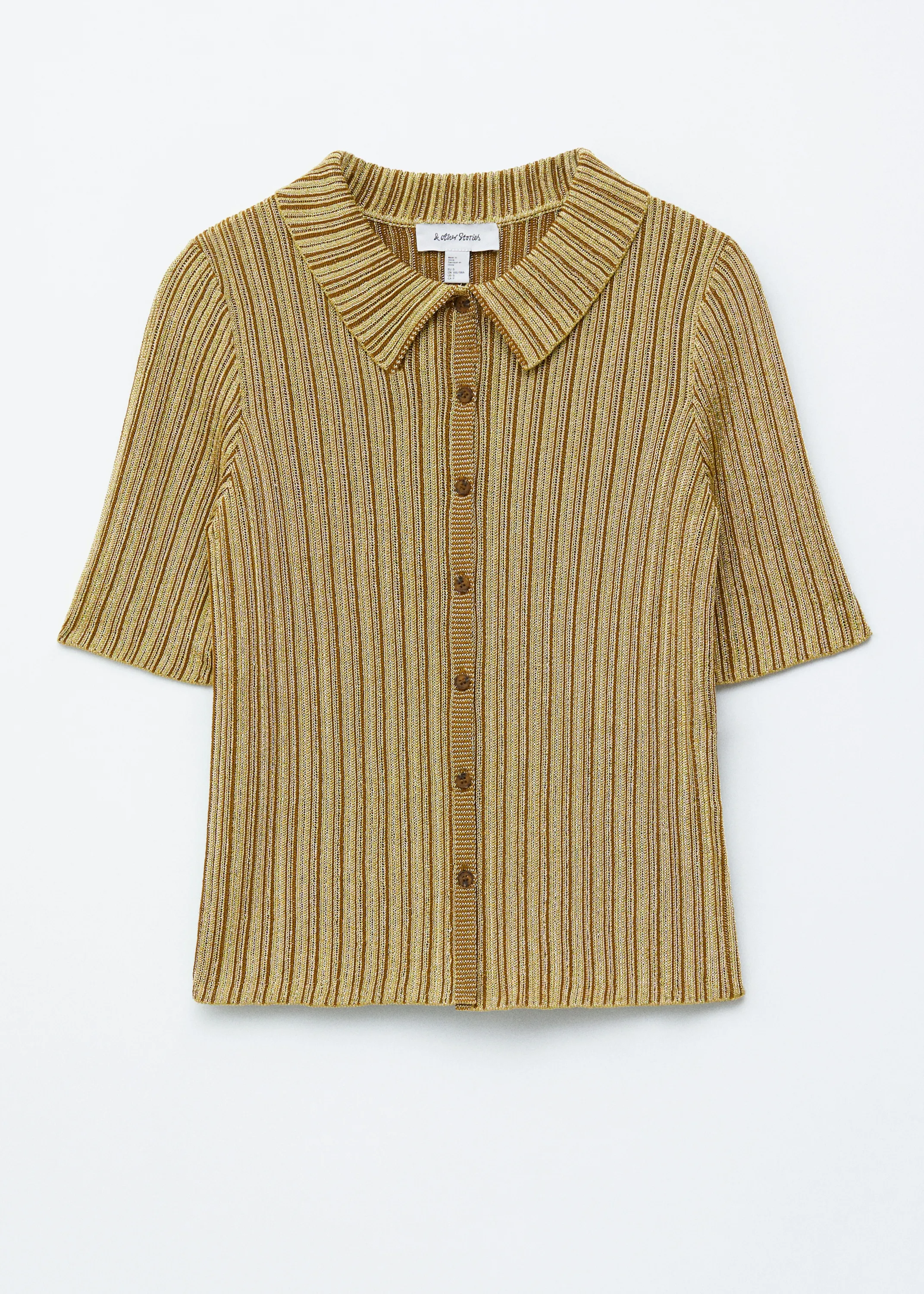 Haut en maille côtelée de lurex - Beige