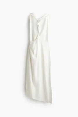 Robe en twill avec détail torsadé - Blanc — photo 5