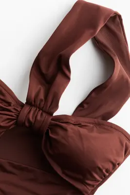 Maillot de bain asymétrique paddé - Marron foncé — photo 5