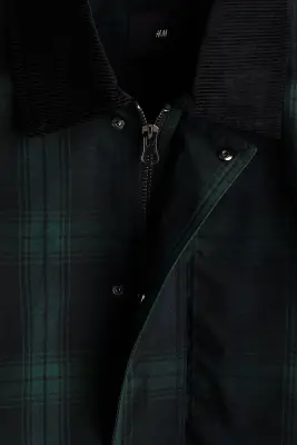 Veste coach en coton - Vert/carreaux bleu marine — photo 5