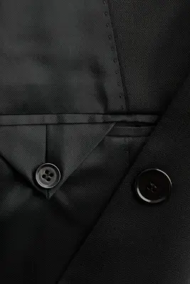 Single-breasted wool-blend blazer - Noir — photo 4