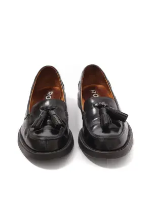 Mocassins à gland plat bout rond en cuir glacé noir Prix boutique 600€ Taille 39 — photo 3