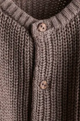 Gilet en côtes fantaisie de coton - Marron — photo 3