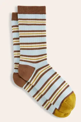 Chaussettes Ella rayures jaune et bleu — photo 3