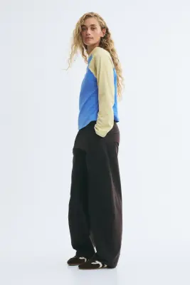 Top en coton avec manches raglan - Bleu clair/jaune — photo 3
