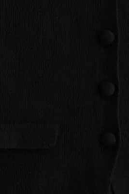 Gilet en maille côtelée avec encolure dégagée - Noir — photo 4