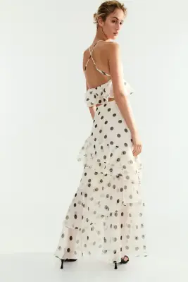 Jupe volantée - Blanc/pois — photo 2