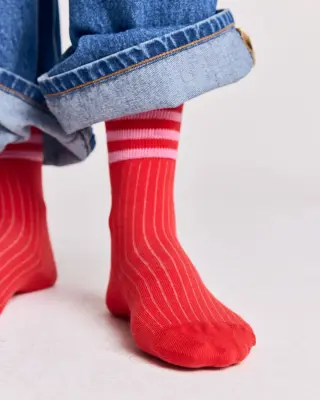 Chaussettes Haka rouge et rose — photo 3