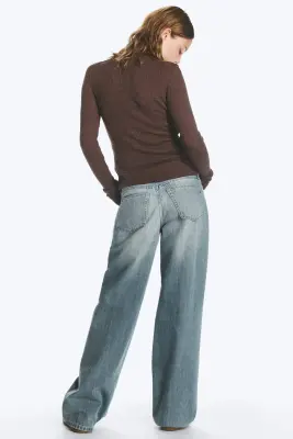 Jean jambe large taille basse Ample - Gloria Blue - Bleu moyen — photo 3