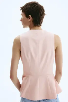 Gilet sans manches avec basque - Rose — photo 3