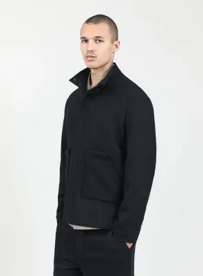 Safari Jacket in Navy Blue Wool & Cashmere — photo 3