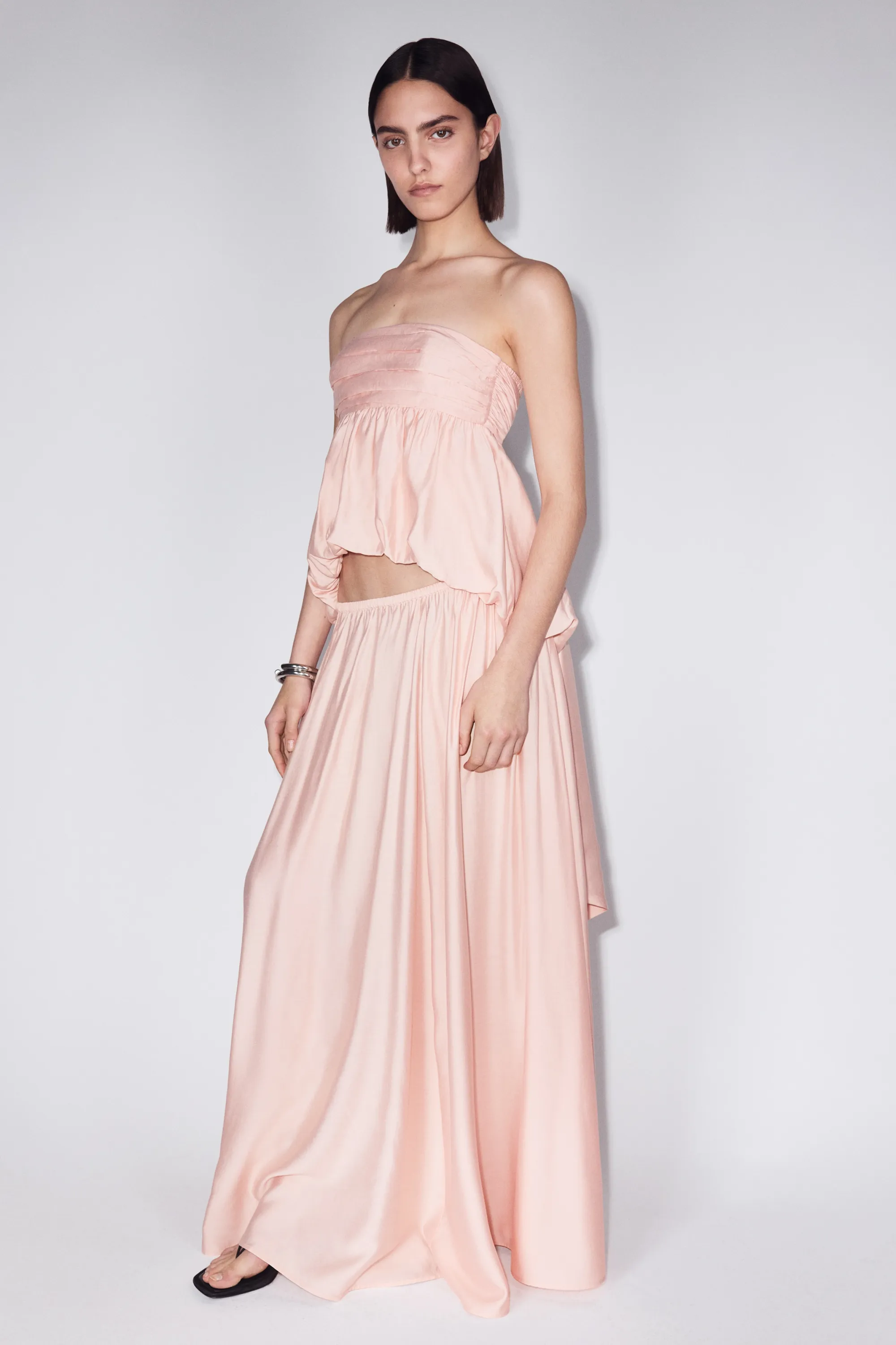 Top bandeau avec base à effet boule - Rose pêche
