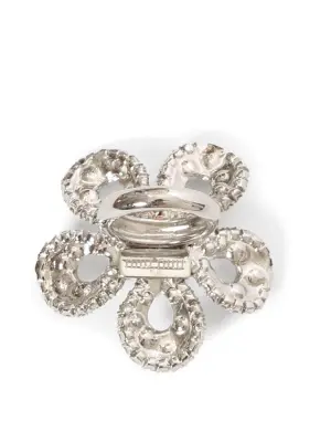 Bague oversized fleur argent et cristal Prix boutique 295€ — photo 4
