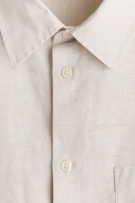 Chemise Relaxed Fit en lin mélangé - Beige clair — photo 5