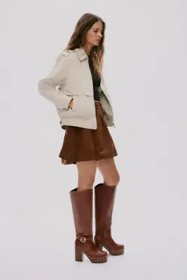 Veste en twill avec col - Beige clair — photo 2