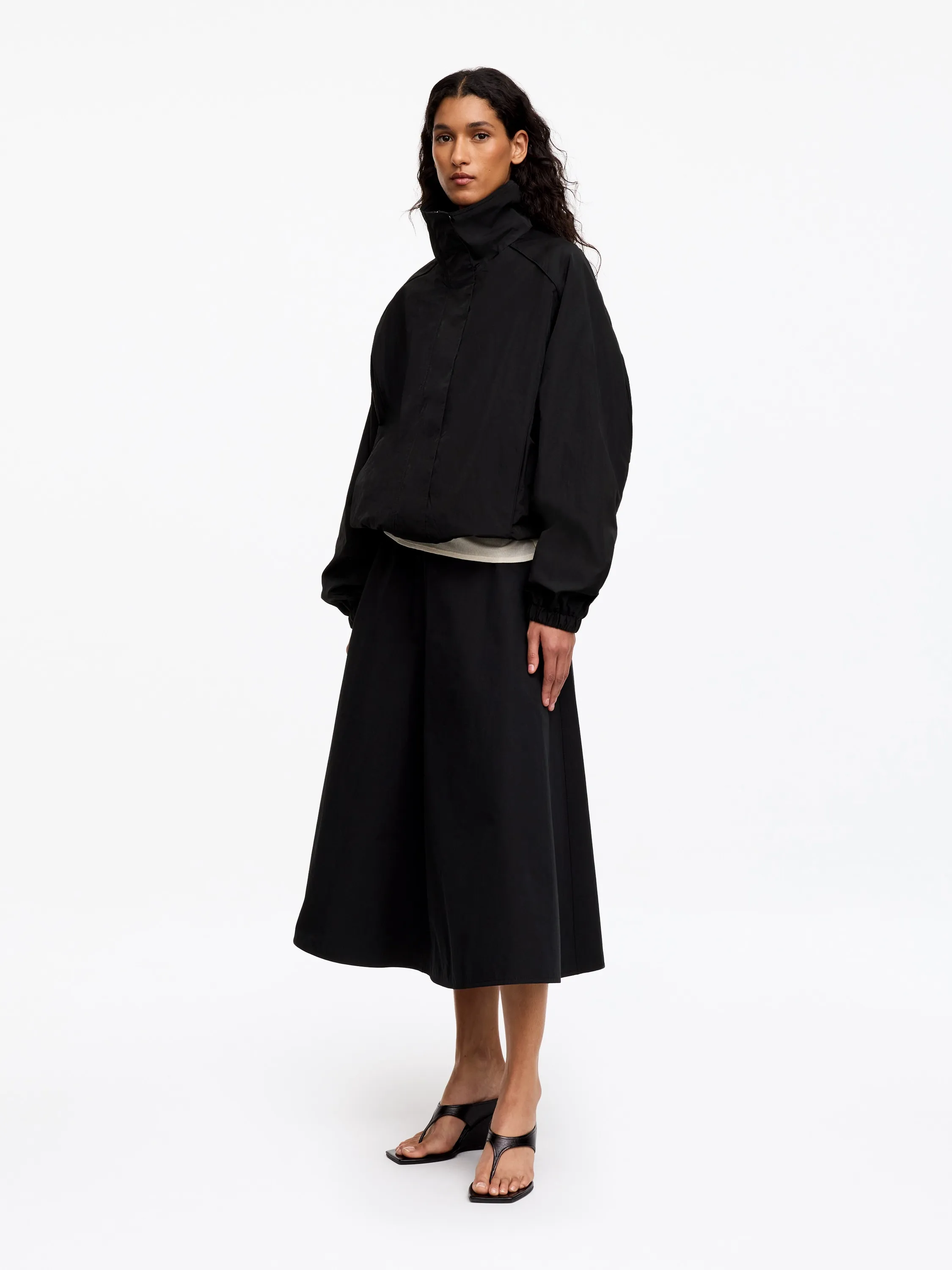 Veste en nylon à col montant - Noir