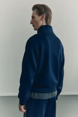 Veste de survêtement en scuba Loose Fit - Bleu foncé — photo 4