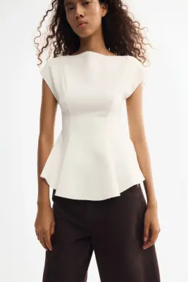 Top péplum - Crème — photo 2