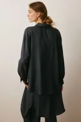 Chemise en twill de lyocell - Gris foncé — photo 2