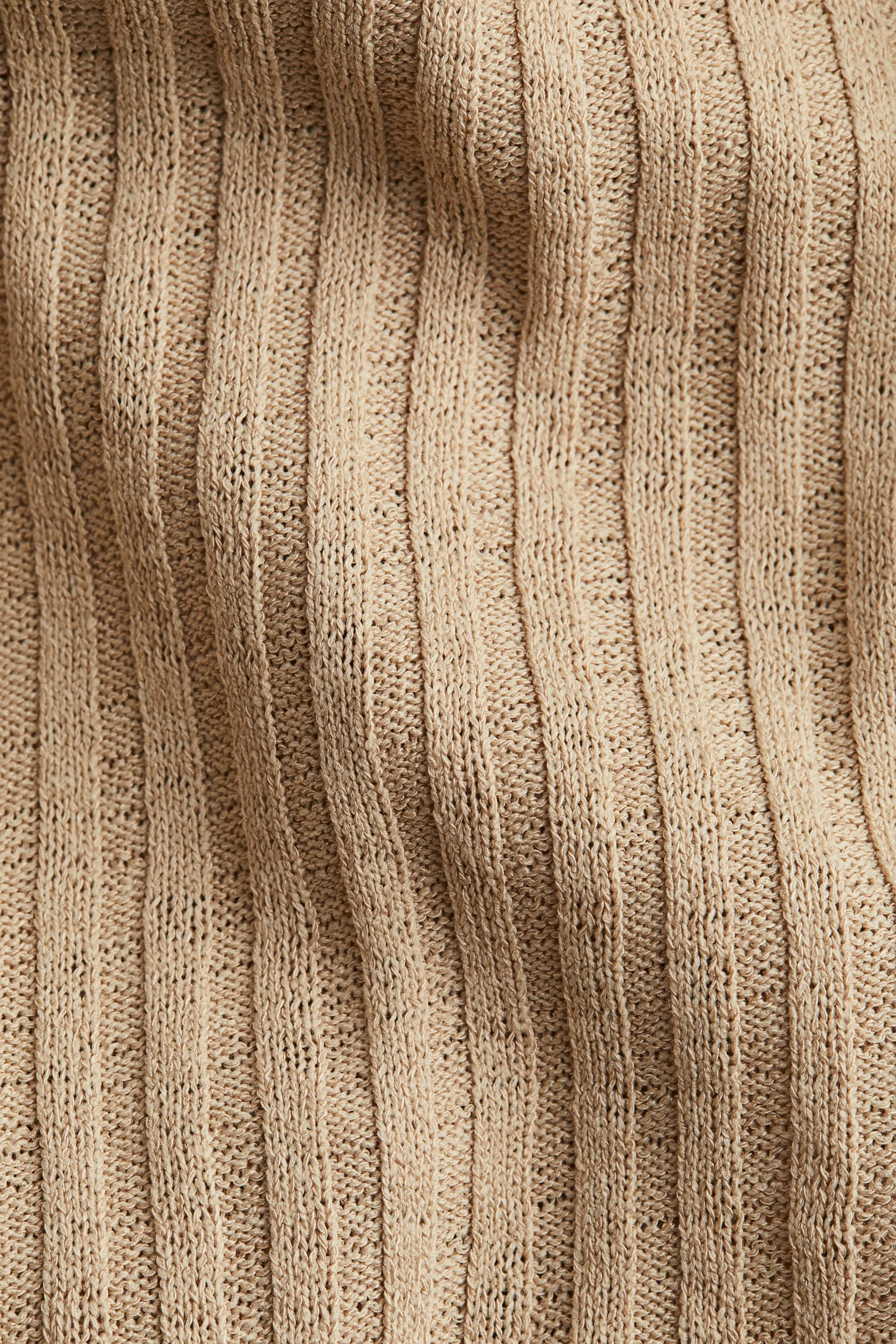 Robe en maille côtelée - Beige