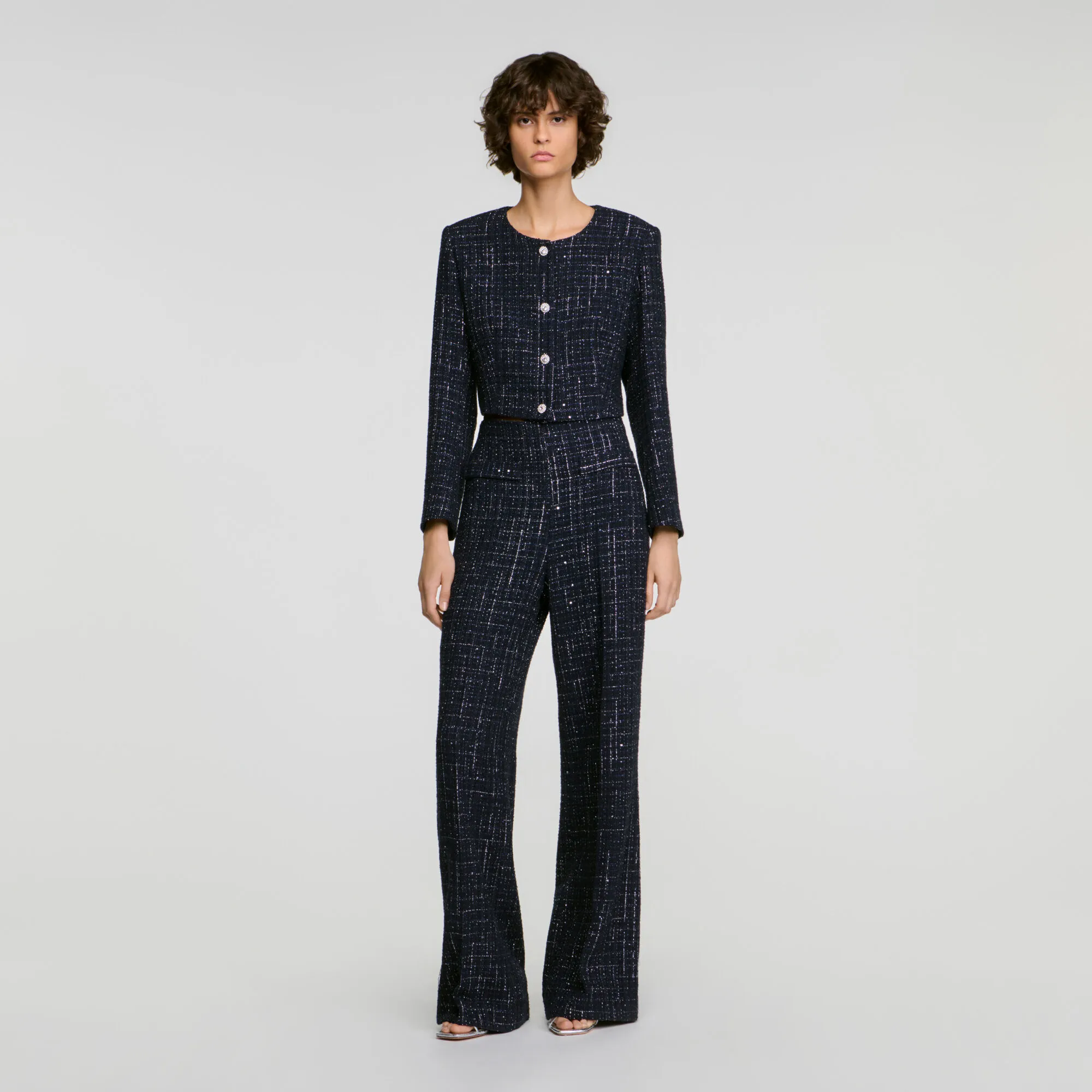Pantalon en tweed fantaisie
