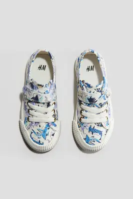 Sneakers en toile de coton - Blanc/requins — photo 2