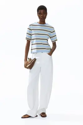 T-shirt en maille - Bleu ancien/rayé — photo 1