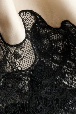 MAMA Slip skirt avec dentelle - Crème/noir — photo 5