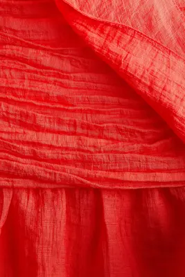 Robe ruchée avec détails façon foulard - Rouge vif — photo 4