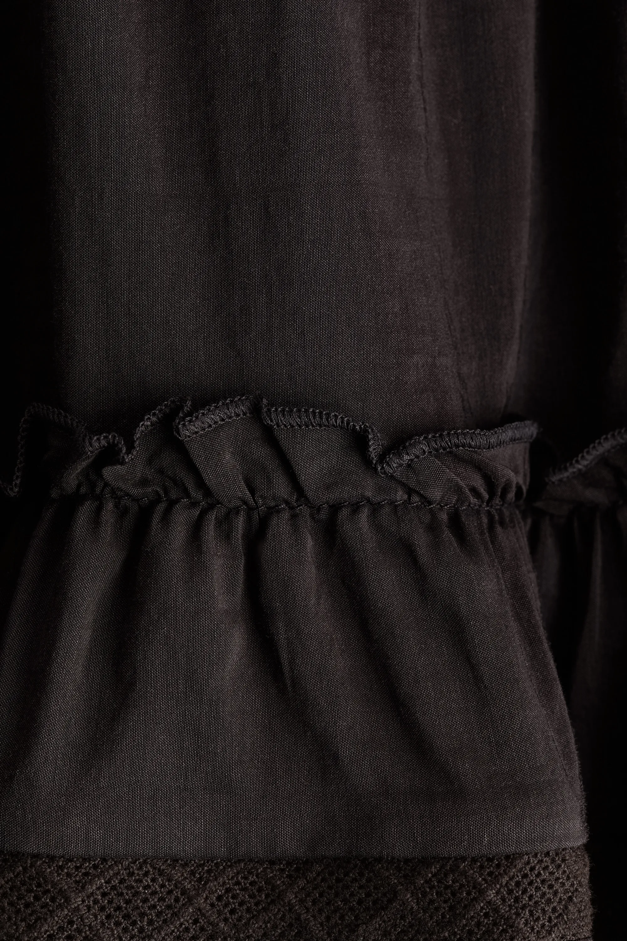 Jupe à étages en viscose mélangée - Noir