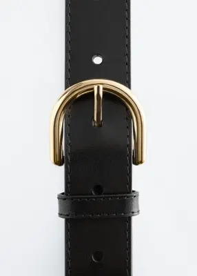 Ceinture en cuir classique - Noir — photo 2