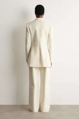 PANTALON DROIT SLIM TEXTURÉ - ÉCRU — photo 3