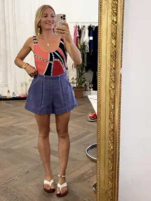 Maillot de bain une pièce imprimé rouge noir vert bleu Prix boutique 500€ Taille S — photo 5