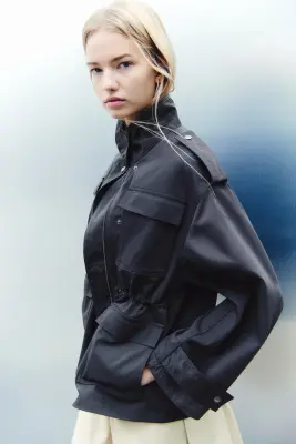 Veste cargo en twill - Gris foncé — photo 3