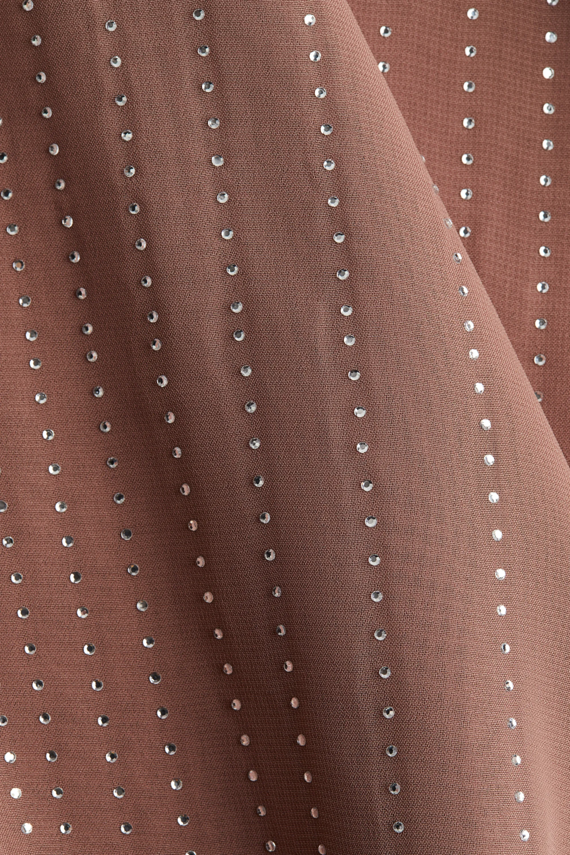 Jupe en mousseline ornée de strass - Vieux rose