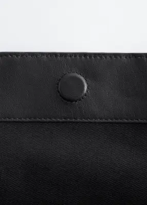 Sac cabas ouvert en cuir tressé - Noir — photo 3