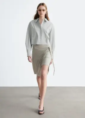 Jupe portefeuille midi - Taupe — photo 3