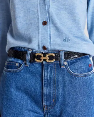 Ceinture Céane vernis embossé noir — photo 1