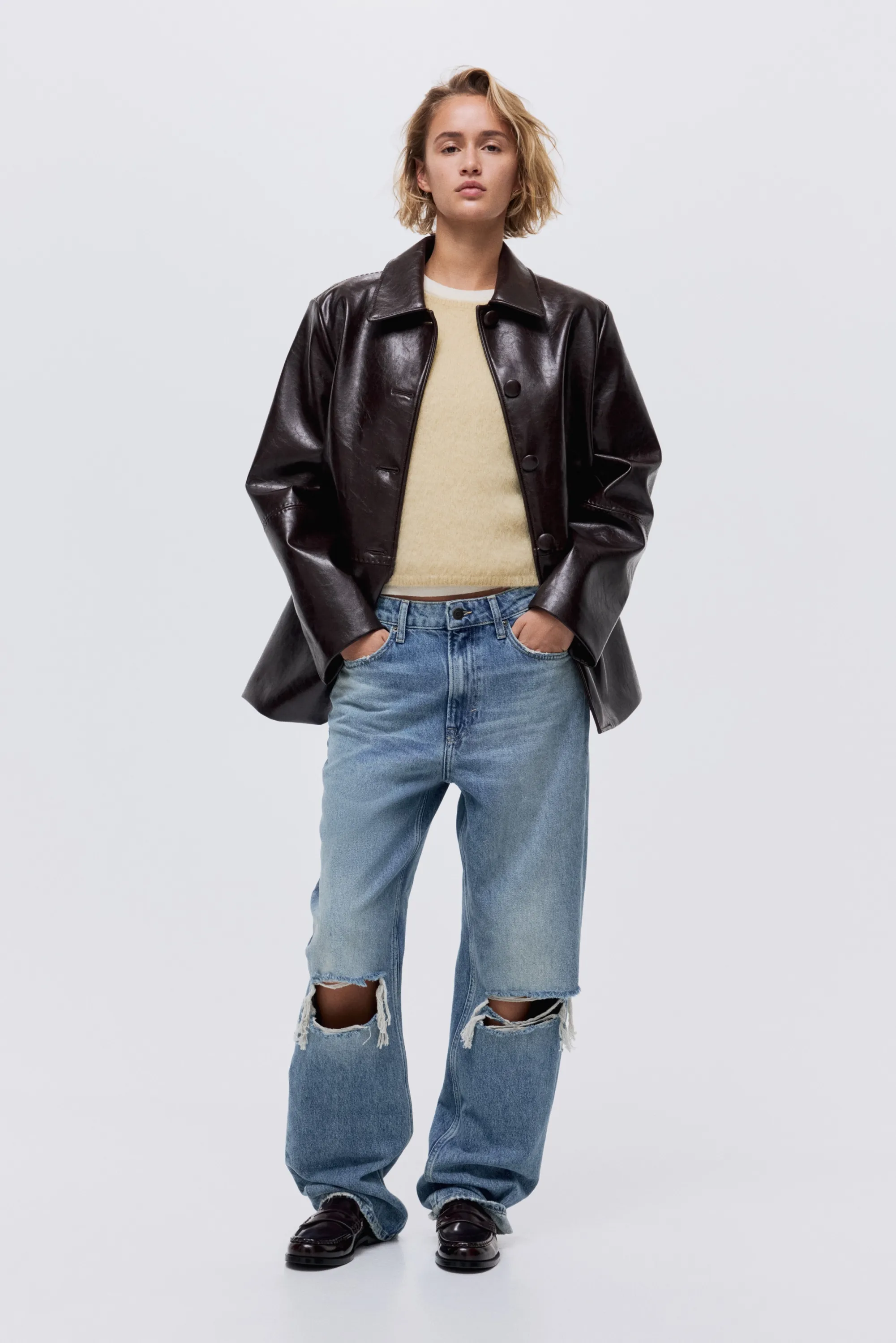 Straight High Jeans - Bleu denim