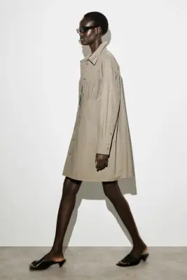 ROBE-CHEMISE CINTRÉE EN COTON - GRIS — photo 4