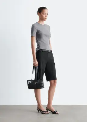T-shirt côtelé - Gris chiné — photo 3