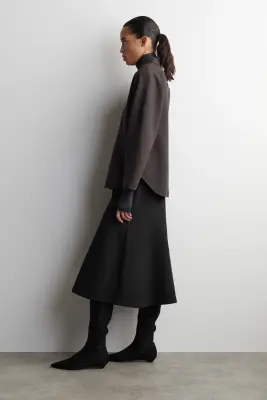 CHEMISE À SILHOUETTE ARRONDIE EN LAINE MÉLANGÉE - BRUN — photo 2