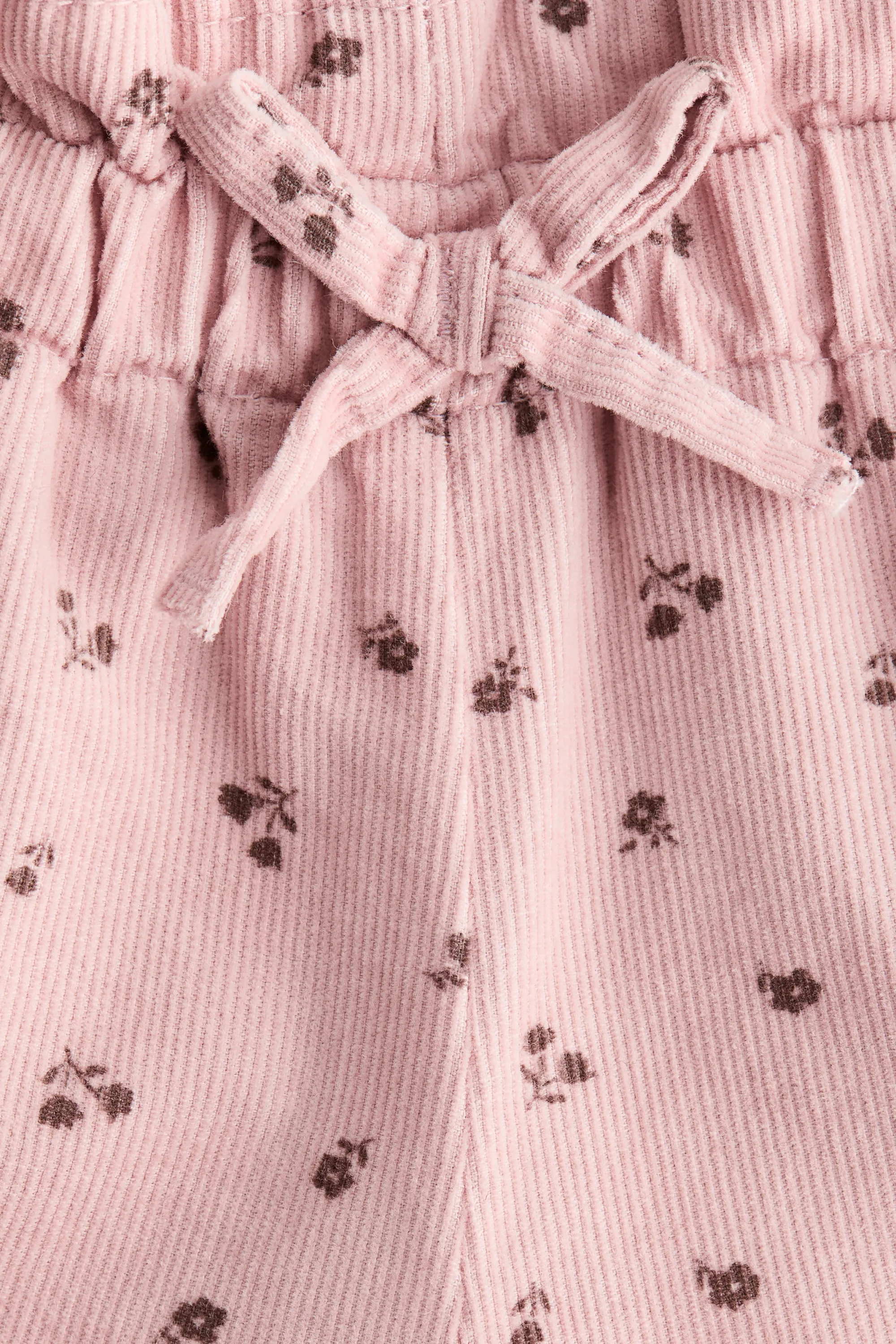 Pantalon doublé en velours côtelé - Rose ancien clair/fleuri