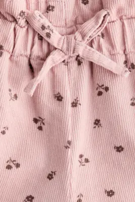 Pantalon doublé en velours côtelé - Rose ancien clair/fleuri — photo 1