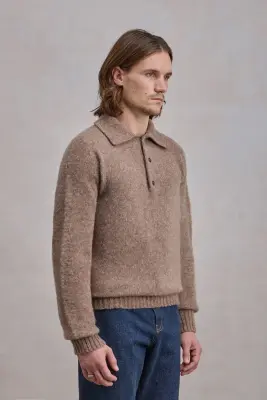 Pull col polo Shaggy Dog en laine - Marron — photo 4