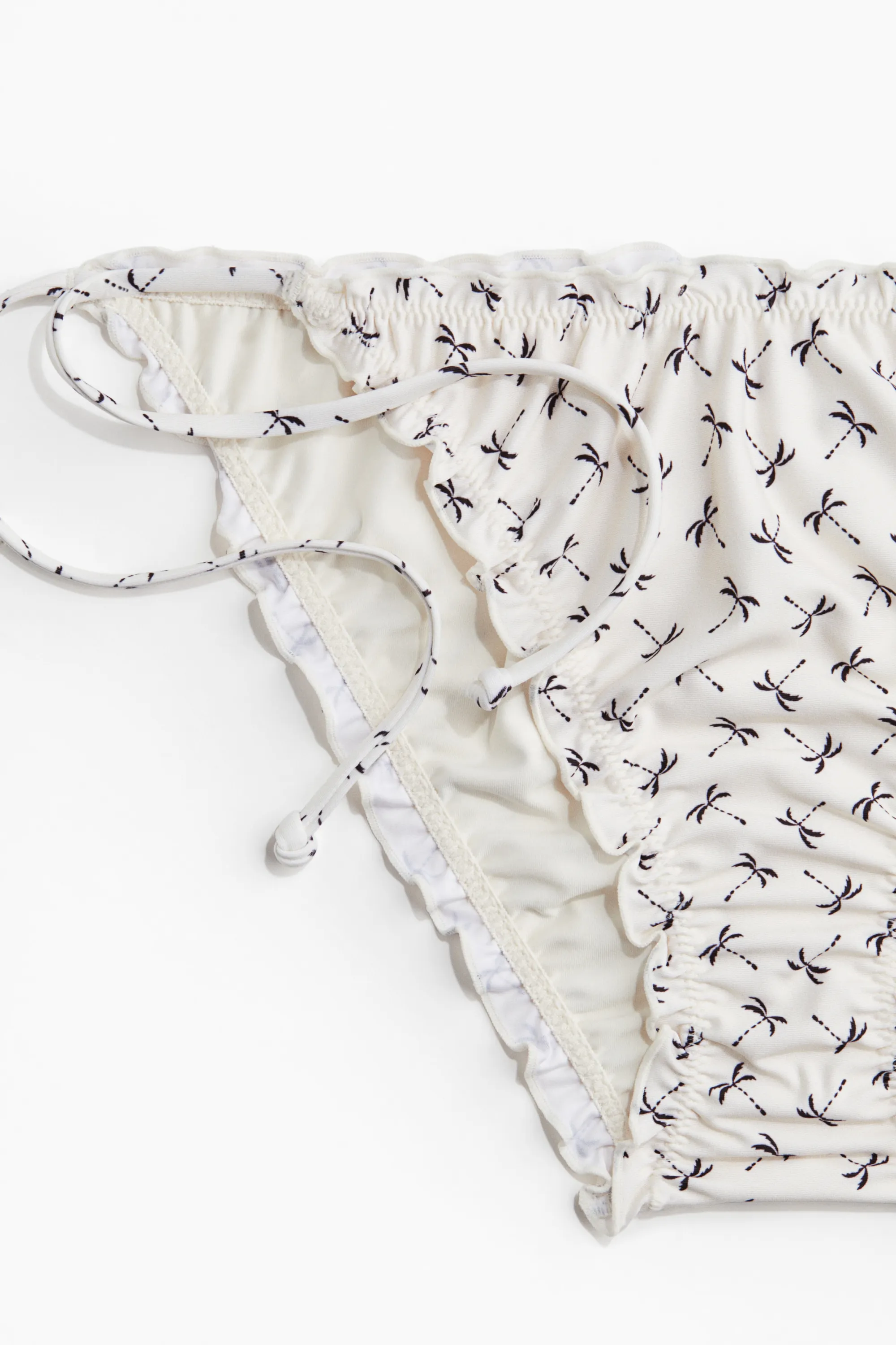 Bas de maillot Tanga à nouer - Crème/palmiers