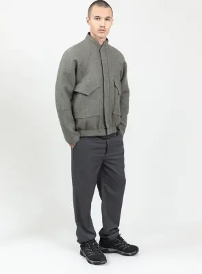 Bomber Jacket with Origami Collar in Clay 100% Italian Wool — photo 4