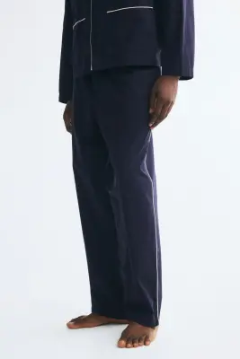 Chemise et pantalon de pyjama en coton - Bleu marine — photo 4