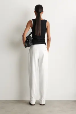 PANTALON DE TAILLEUR DROIT EN LIN - BLANC — photo 3