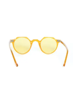 Lunettes de soleil HERI monture biseau orange verres minéraux jaunes NEUVES Prix boutique 350€ — photo 4